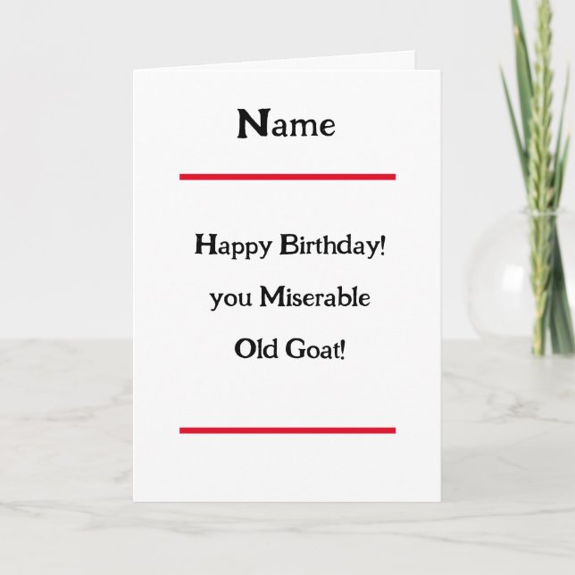 Miserable Goat Verse Happy Birthday Card (Front)