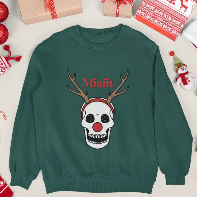 Misfit Red Nose Reindeer Skull Christmas Sweatshirt (Creator Uploaded)