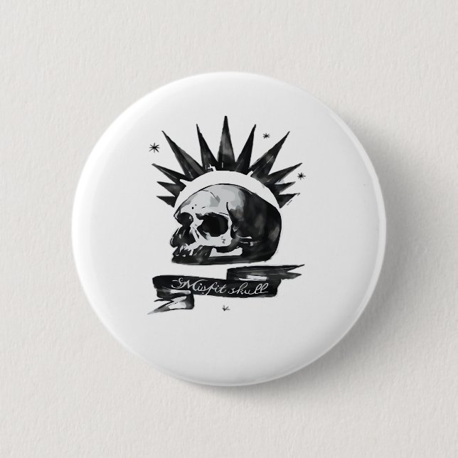 Misfit Skull Creative Character Art Style  Button (Front)