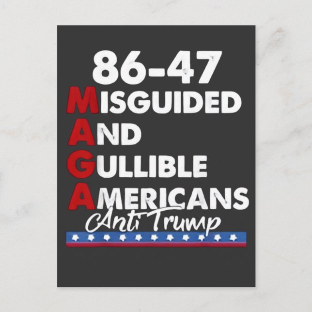Misguided And Gullible Americans 86-47 Invitation Postcard (Front)