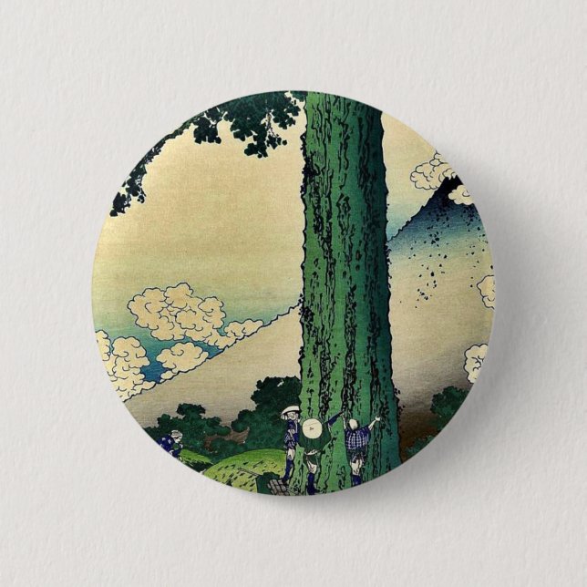 Mishima Pass in Kai Province,by Katsushika,Hokusai Pinback Button (Front)