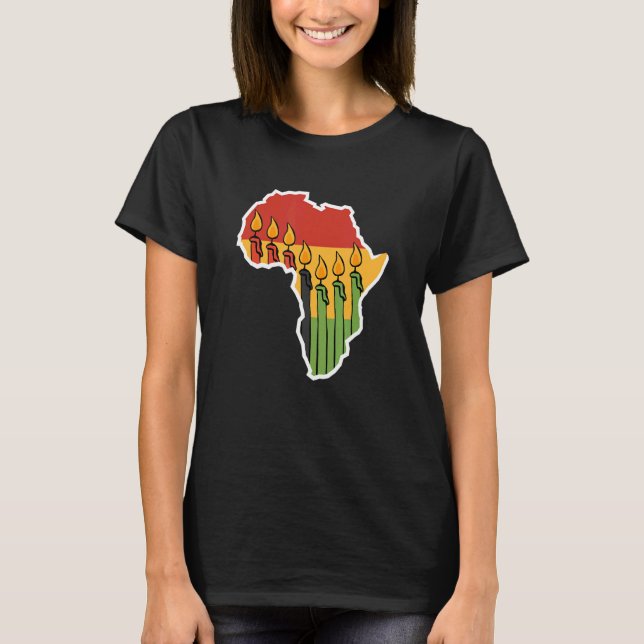 Mishumaa Continent Candles  Kwanzaa T-Shirt (Front)