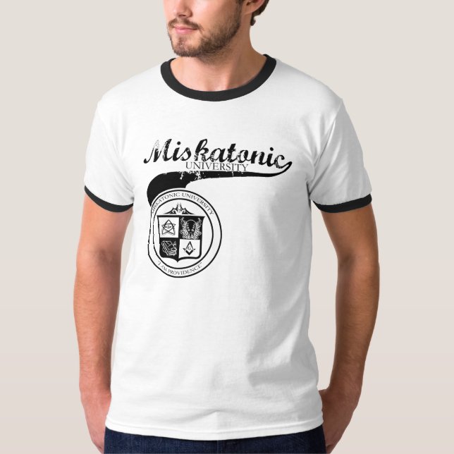Miskatonic University Black on grey T-Shirt (Front)
