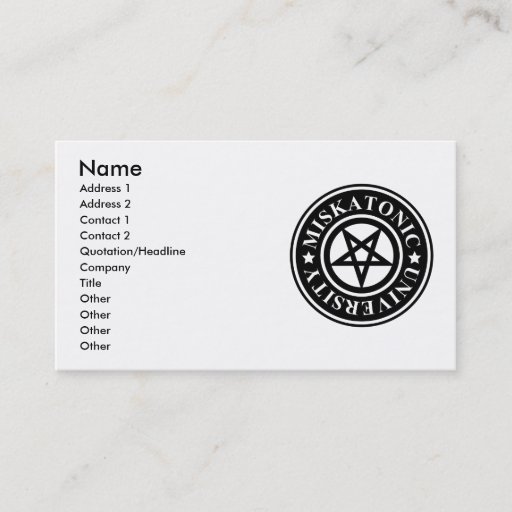 Customizable MISKATONIC UNIVERSITY BUSINESS CARD TEMPLATE