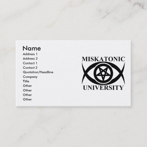 MISKATONIC UNIVERSITY BUSINESS CARD TEMPLATE