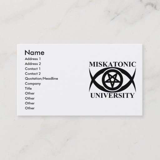 Customizable MISKATONIC UNIVERSITY BUSINESS CARD TEMPLATE