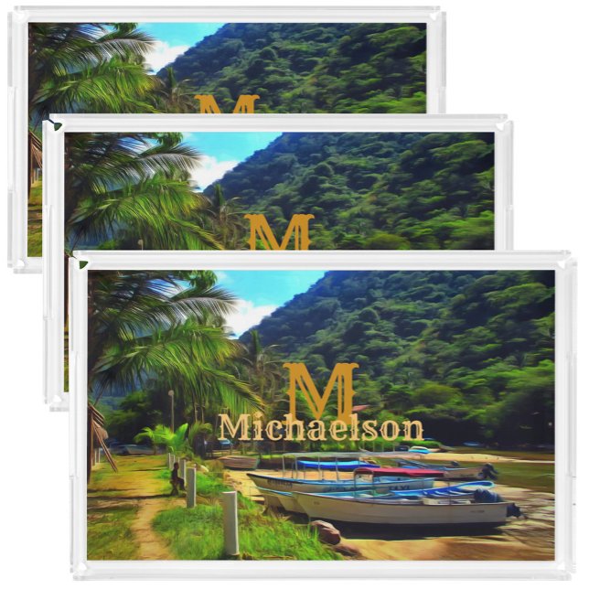 Mismaloya Boats on The River 0350 Acrylic Tray (Creator Uploaded)
