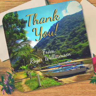 Mismaloya Boats Thank You 0350 Square Sticker