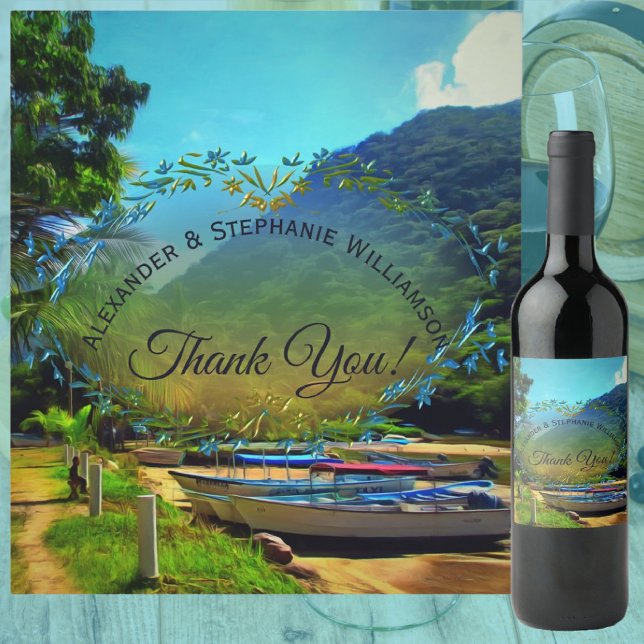 Mismaloya Boats Thank You 0350  Wine Label (Creator Uploaded)