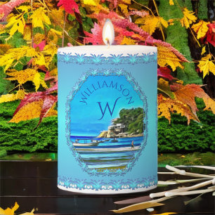 Mismaloya Fishing Boats 0346 Pillar Candle