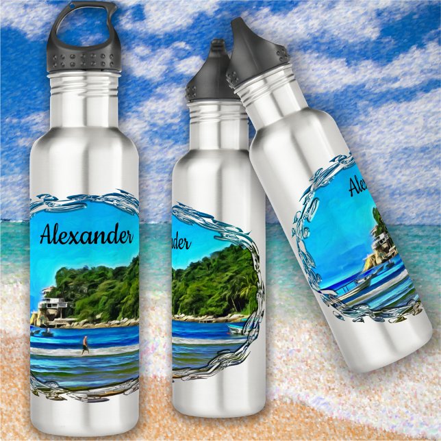 Mismaloya Fishing Boats 0346  Stainless Steel Water Bottle (Creator Uploaded)