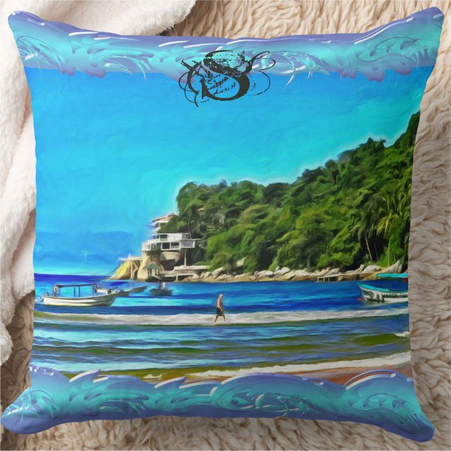 Mismaloya Fishing Boats 0346 Throw Pillow (Creator Uploaded)