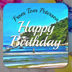 Mismaloya Fishing Boats Birthday 0346 Square Sticker