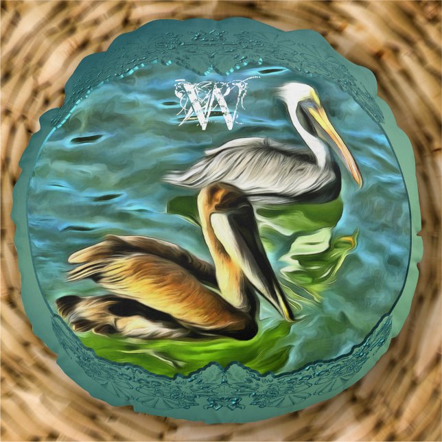 Mismaloya Pelicans 0329 Round Pillow (Creator Uploaded)