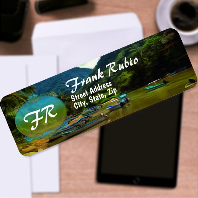 Mismaloya River Fishing Boats 0344 Address Label (Creator Uploaded)