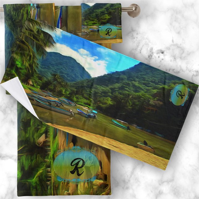 Mismaloya River Fishing Boats 0344 Bath Towel Set (Creator Uploaded)