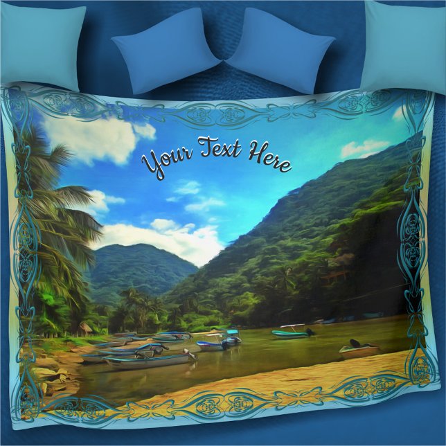 Mismaloya River Fishing Boats 0344 Fleece Blanket (Creator Uploaded)
