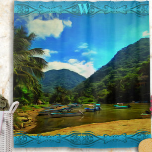 Mismaloya River Fishing Boats 0344 Shower Curtain