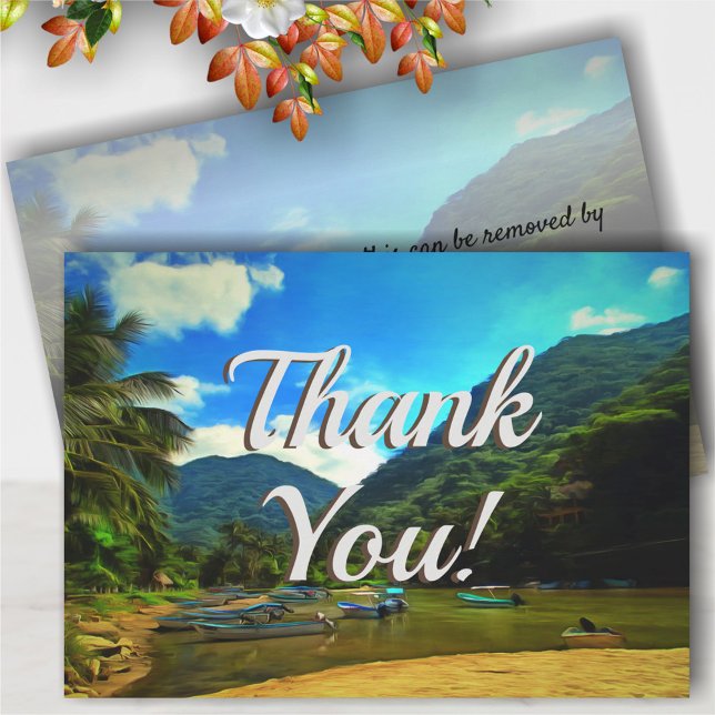 Mismaloya River Fishing Boats Thank You 0344 Card (Creator Uploaded)