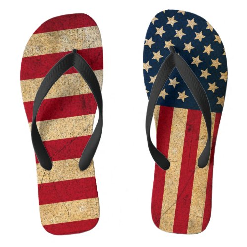 Mismatched Americana Stars and Stripes Flip Flops