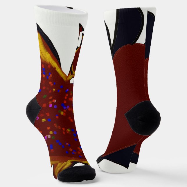 Mismatched Hearts Aflame Crew Socks (Angled)