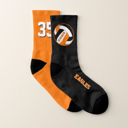 mismatched orange black girls volleyball team socks