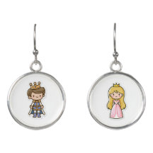 Mismatched Princess & Prince Drop Earrings, Girl