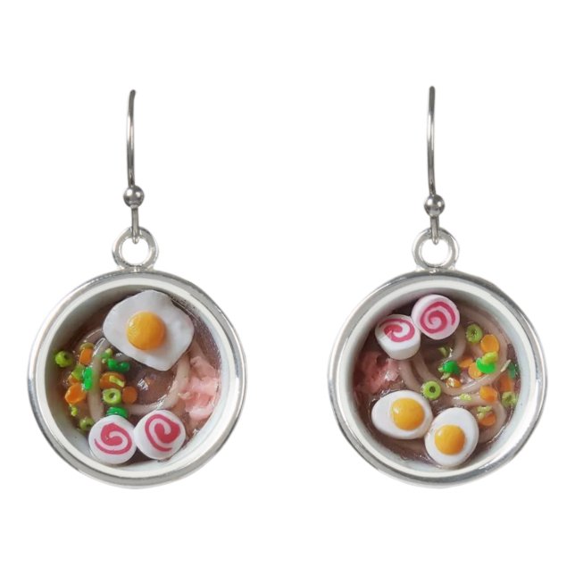 mismatched ramen soup bowls earrings (Front)