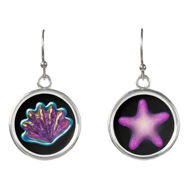 Mismatched Seashell and Starfish Earrings (Front)