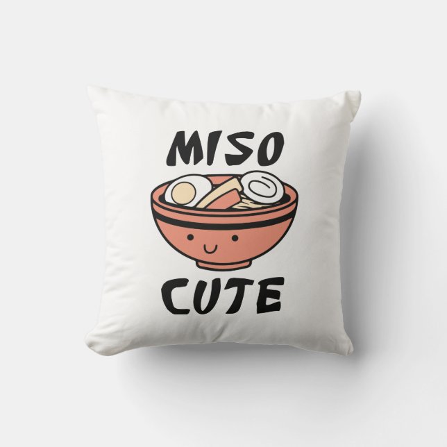 Miso Cute Throw Pillow (Front)