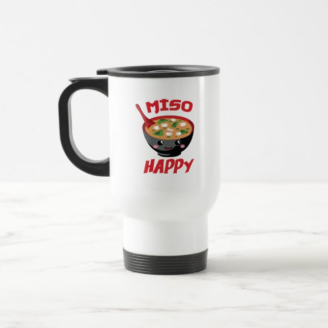 Miso Happy Funny Food Kawaii Travel Mug (Left)