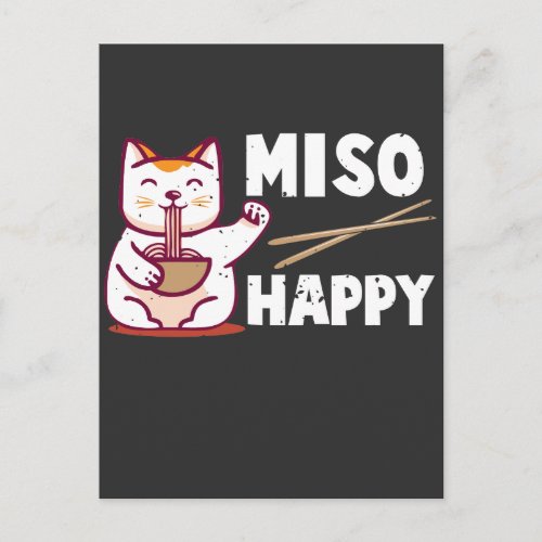 Miso Happy Japanese Cat Lover Ramen Pun Postcard