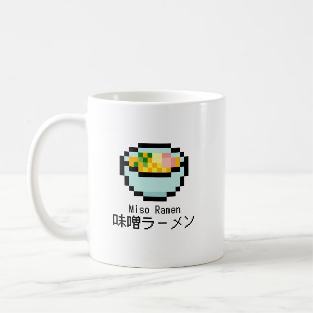 Miso Ramen Retro Pixel Art Coffee Mug (Left)