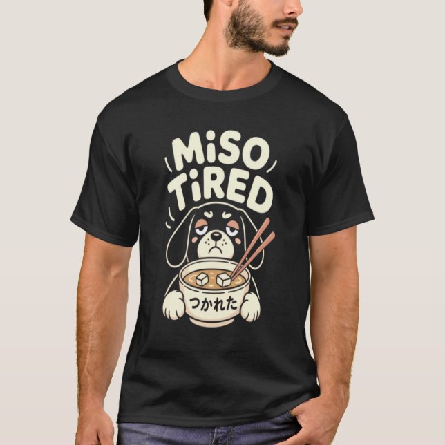 Miso Tired Funny Dog Ramen T-Shirt, Cute Japanese  T-Shirt (Front)