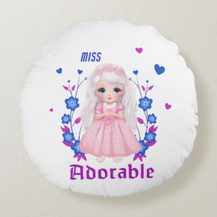Miss adorable round pillow