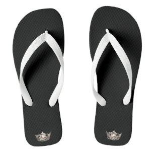 Miss America Adult Blue Crown White Flip Flops