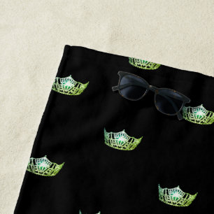 Miss America Apple Green Crown Beach Towel