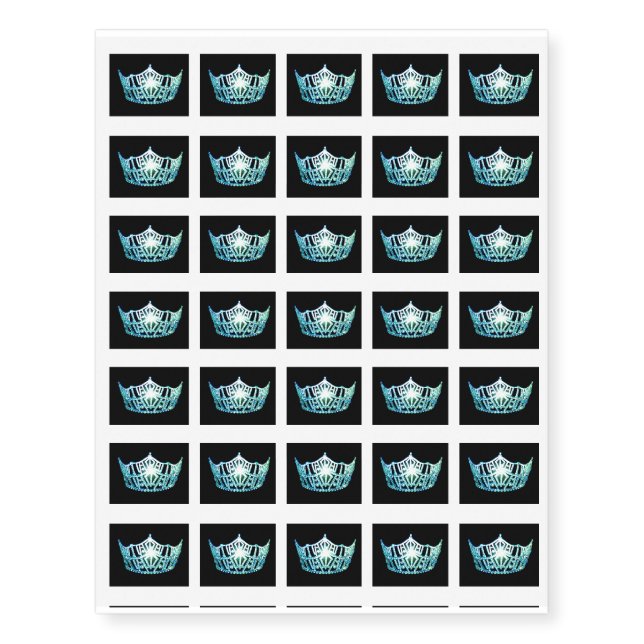 Miss America Aqua Crown Temporary Tattoo (Front)