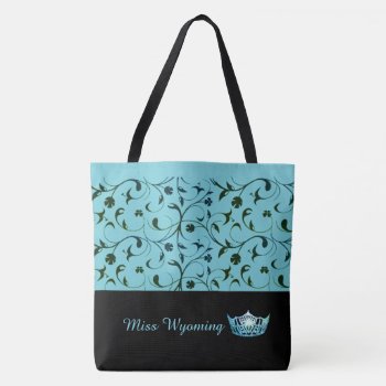 Miss America Aqua Crown Tote Bag Green Scrolls by photographybydebbie at Zazzle