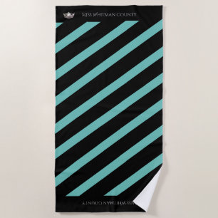 Miss America Aqua Stripe SLVR Crown Beach Towel