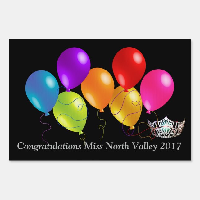 Miss America Balloons Crown Custom Image Yard Sign (Front)