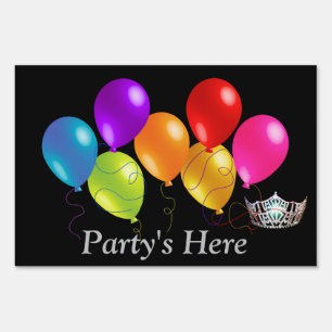 Miss America Balloons Crown Party's Here Yard Sign