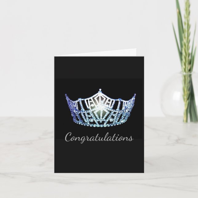 Miss America Bby Blue Crown Greeting Card-Congrats Card (Front)