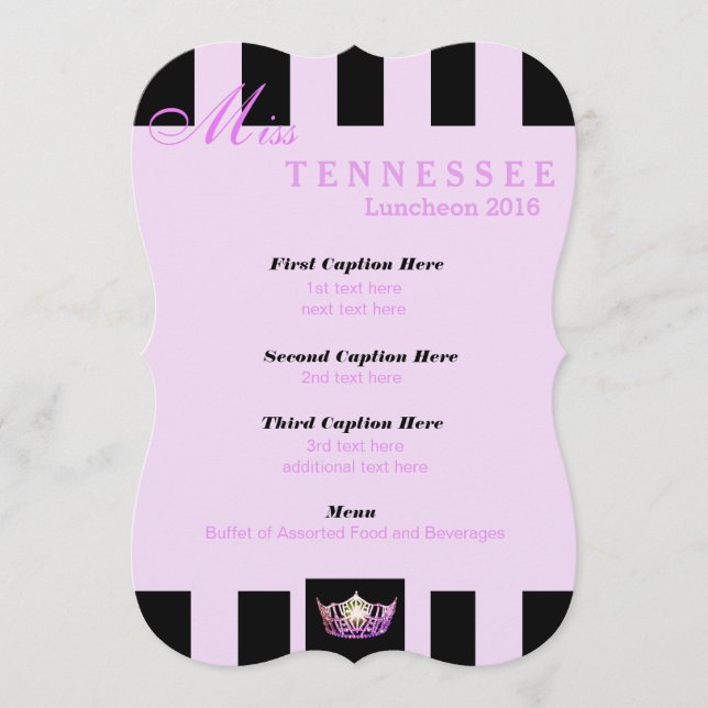 Miss America Black Stripe Luncheon Program Card (Front)