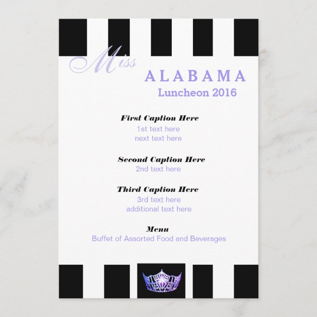 Miss America Black Stripe Luncheon Program Card (Front)
