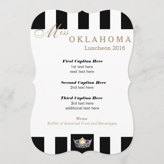 Miss America Black Stripe Luncheon Program Card (Front)
