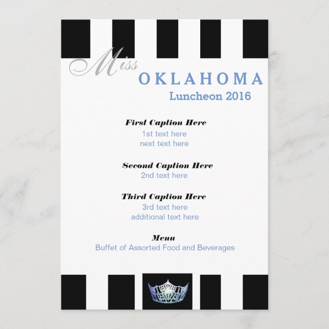 Miss America Black Stripe Luncheon Program Card (Front)