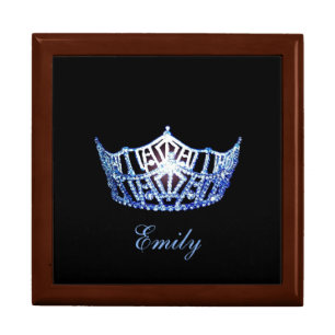 Miss America Blue Crown Personal Name Jewerly Box