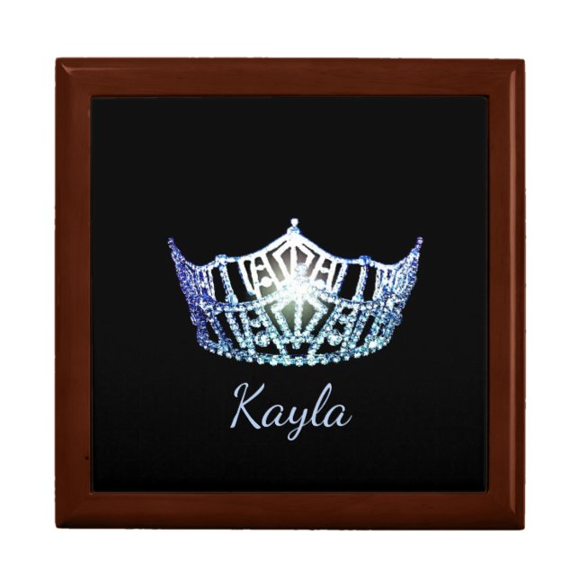 Miss America Blue Crown Personal Name Jewerly Box (Front)