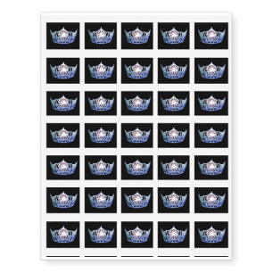 Miss America Blue Crown Temporary Tattoo
